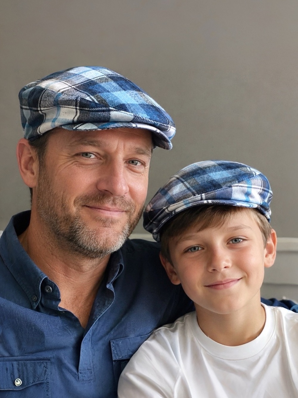 Handmade Father & Son Matching Cotton Flannel Flat Caps | Father’s Day gift |
